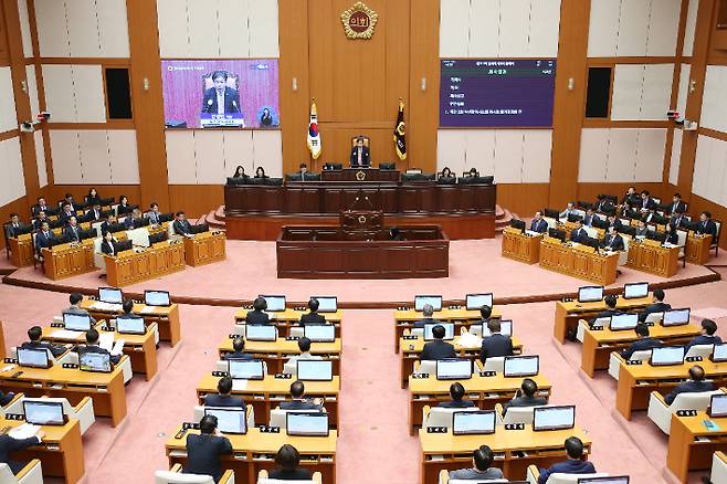 부산시의회는 19일 제313회 임시회를 개회했다. 부산시의회 제공