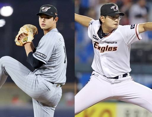 문동주(왼쪽), 김서현. ⓒ한화 이글스 구단 제공