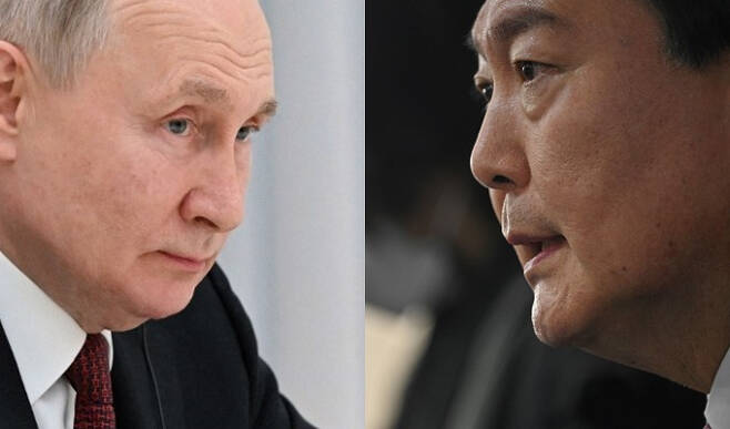 블라디미르 푸틴 러시아 대통령(왼쪽)과 윤석열 대통령/AFPBBNews=뉴스1