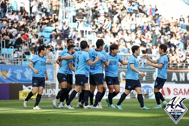 세징야의 골에 기뻐하는 대구 선수들(한국프로축구연맹 제공)