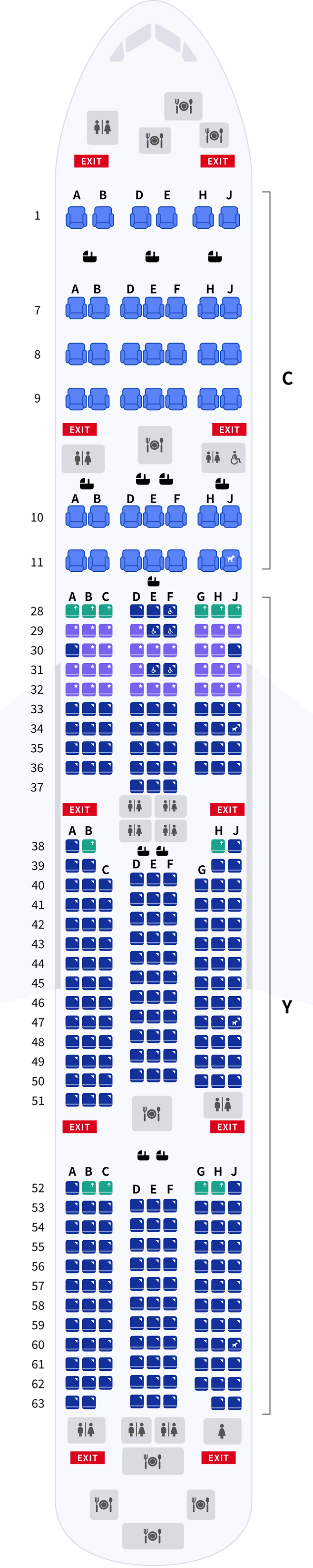 대한항공 보잉 777기 좌석배치도. 대한항공 홈페이지 캡처