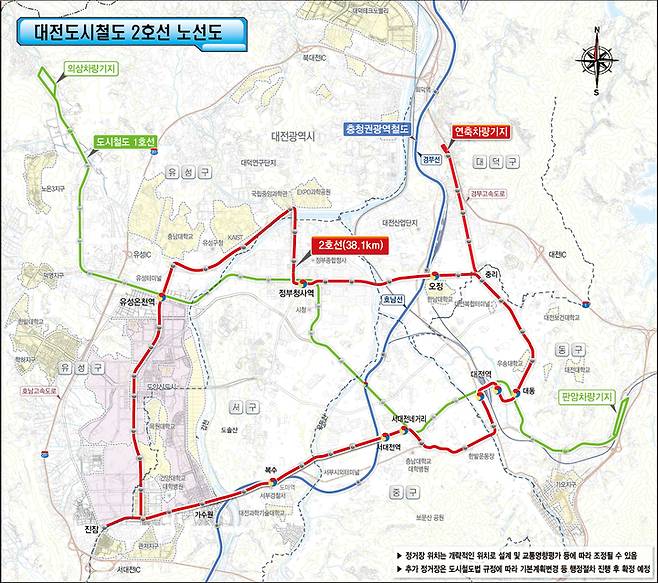 [대전=뉴시스] 대전도시철도2호선 트램 노선 *재판매 및 DB 금지