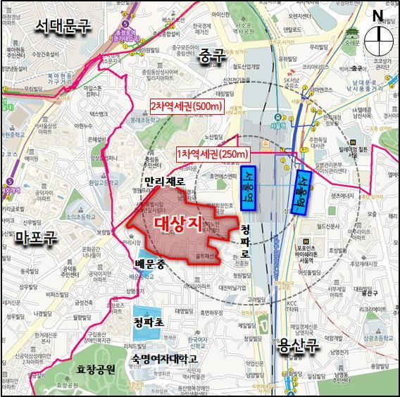 서계동 33번지 일대 신속통합기획 후보지역 위치도. 용산구청 제공