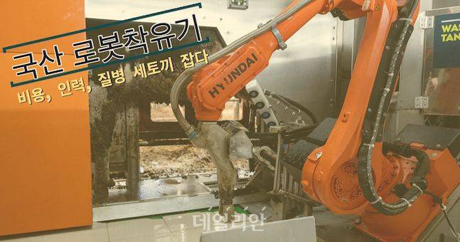 농촌진흥청이 개발한 국산 로봇착유기는 국내 낙농업 현실을 반영해 제작됐다. 젖소들 질병관리, 우유생산량 등이 모두 기록돼 향후 디지털 낙농업의 초석이 될 것으로 기대된다. ⓒ편집 데일리안 배군득 기자