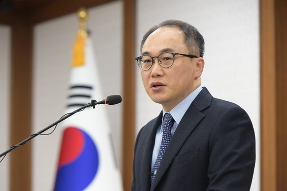 이원석 검찰총장이 27일 대검찰청에서 열린 월례회의에서 모두발언을 하고 있다. 사진 대검찰청