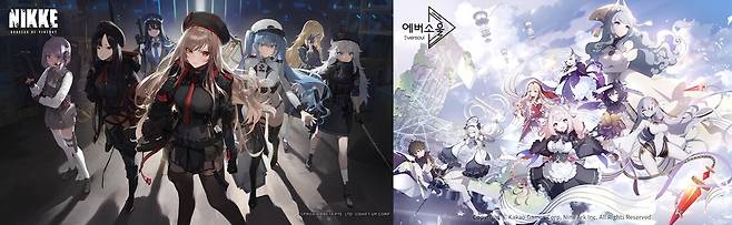 '승리의 여신 니케'(왼쪽)와 '에버소울' [레벨인피니트·카카오게임즈 제공]