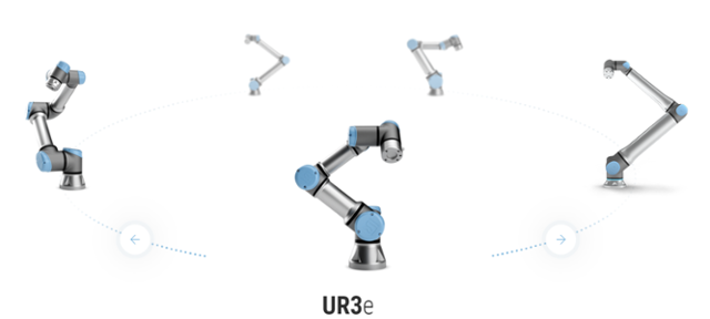 덴마크 유니버설로봇이 만든 협동로봇 UR3e. 유니버설로봇 홈페이지 캡처