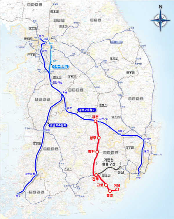 남부내륙철도 노선도. 국가철도공단 제공