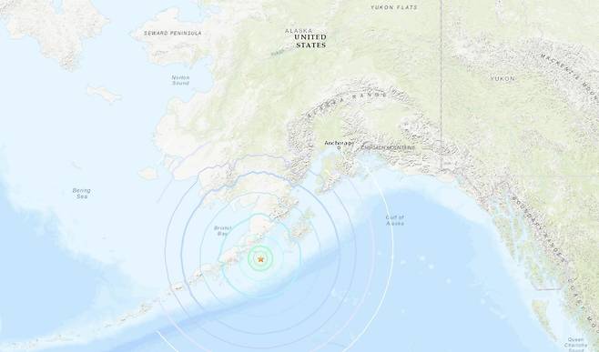 USGS "미 알래스카 남동부서 규모 6.2 지진 발생" [미 지질조사국 홈페이지 갈무리. 재판매 및 DB 금지]