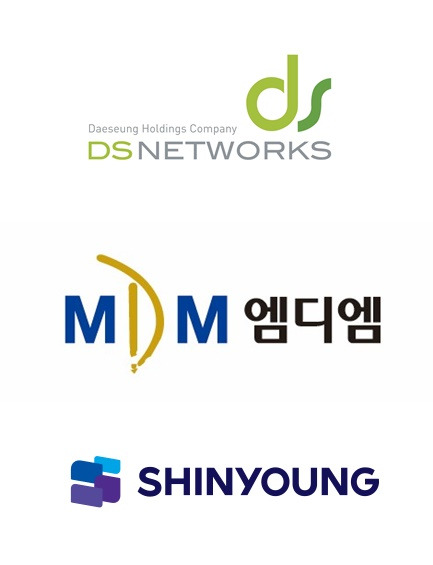 DS네트웍스, 엠디엠, 신영 CI.[사진=각사]