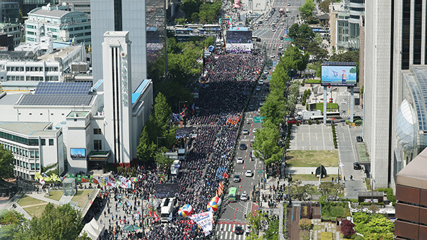 민주노총 주최로 열린 2023 세계노동자의날 집회 [사진 제공: 연합뉴스]