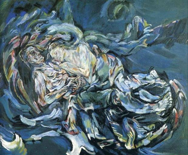 오스카 코코슈카의 대표작 '바람의 신부'(1914). 그림 속 화가는 몰아치는 폭풍우 속에서 연인인 알마 말러를 안고 절대 놓치지 않겠다는 듯 눈을 부릅뜨고 있다. /스위스 바젤 미술관 소장