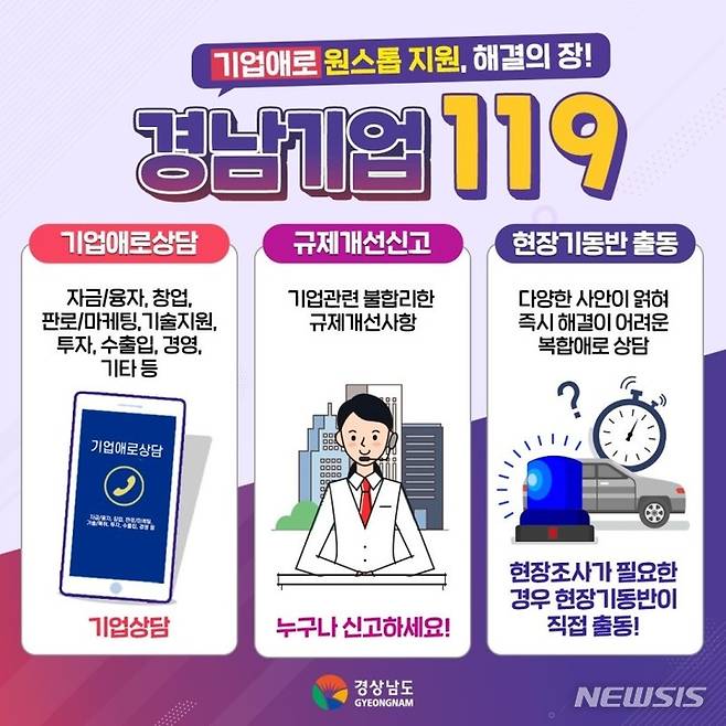 [창원=뉴시스] 경남도 누리집 '경남기업119' 이용 안내.