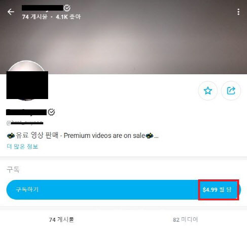 유료구독형 사회관계망서비스(SNS) 내 불법 성영상물을 제작·유통한 한 계정 화면 캡처.(사진=경찰청)