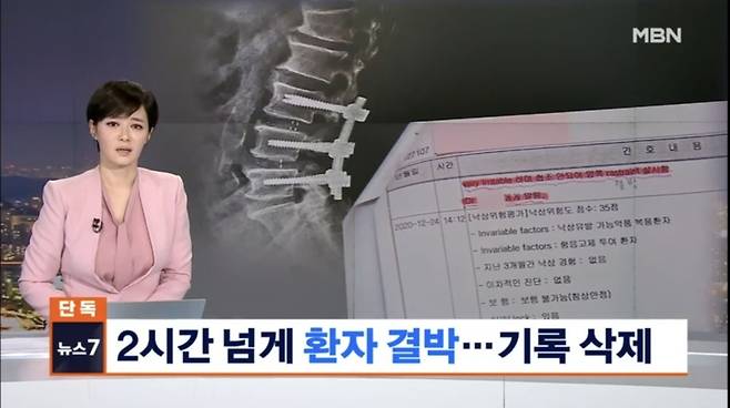 '마취 깨보니 팔다리 묶여 있었다…고소하자 의무기록서 결박 삭제' 보도=출처:MBN 뉴스7