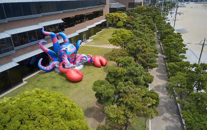 "Philip Colbert Lobsteropolis in Busan" by Philip Colbert, created for Art Busan 2023, is on display at the Paradise Hotel Busan. (Courtesy of the Artist and The Page Gallery)