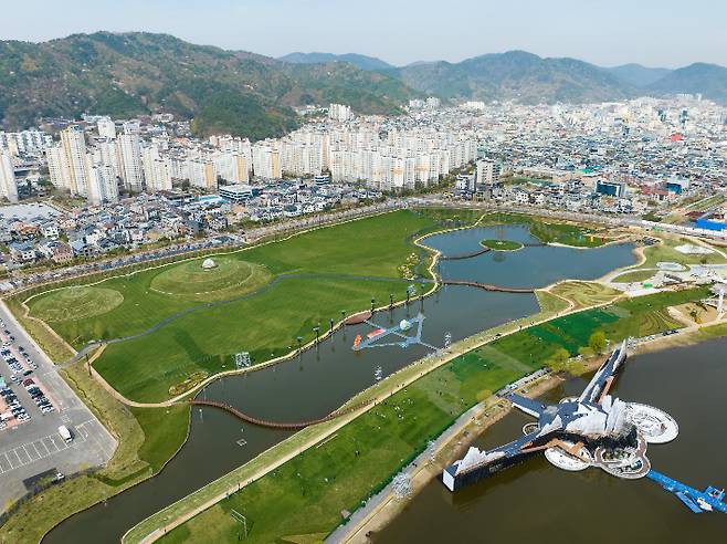 2023순천만국제정원박람회 개막식이 열린 오천그린광장 항공사진. 순천시 제공