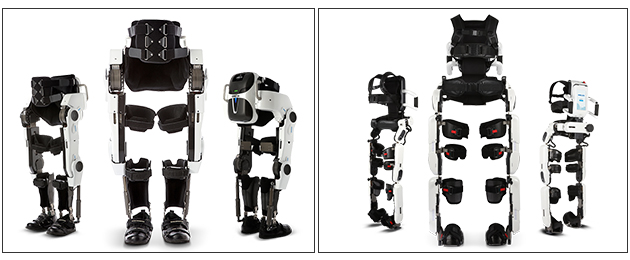▲(좌)하반신 마비 장애인을 위한 '워크온슈트', (우)보행 장애 환자를 위한 '엔젤렉스'./엔젤로보틱스