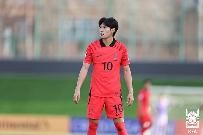 ▲ AFC U-20 아시안컵에서 10번을 달고 뛰었던 에이스 배준호 ⓒ 대한축구협회