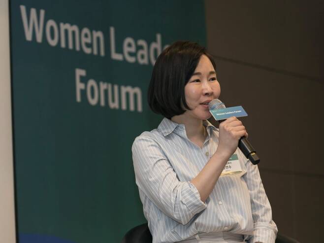 김연수 한글과컴퓨터 대표가 지난 3일 AWS 서울 서밋에서 발언하고 있다./AWS 제공