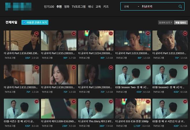 ▲ A서비스에서 '더글로리'를 검색한 결과