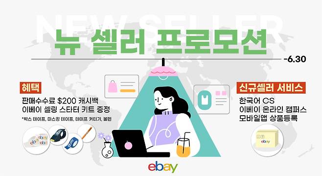 이베이, ‘뉴 셀러 프로모션’…수수료 캐시백 및 스타터 키트 증정.(사진=이베이 제공) *재판매 및 DB 금지