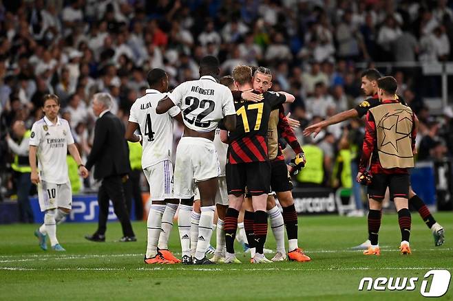 1-1로 승부를 가리지 못한 레알 마드리드와 맨시티. ⓒ AFP=뉴스1