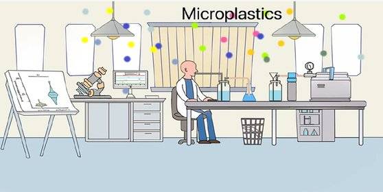 날숨 속의 미세플라스틱 분석을 위해 시료를 채취하는 장면. [ES&T Letters, 2023]