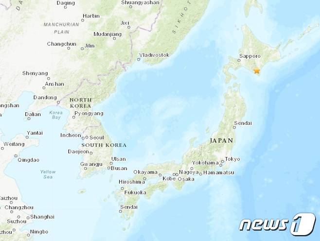 일본 홋카이도 구시로 남서쪽 136km 지역에서 11일 규모 5.4 지진이 발생했다. 2023.05.11/뉴스1(USGS 갈무리이