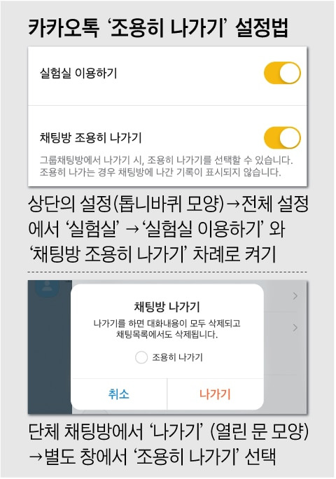 카카오톡 ‘조용히 나가기’ 설정법