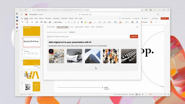 MS365 코파일럿은 명령어를 입력하면 디자인이 끝난 파워포인트(PPT) 파일을 만들어 준다. MS 제공
