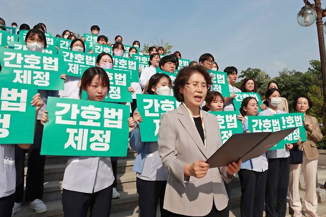 삼육대 간호대학이 간호법의 공포를 촉구하는 결의대회를 열고 성명서를 발표했다./사진제공=삼육대