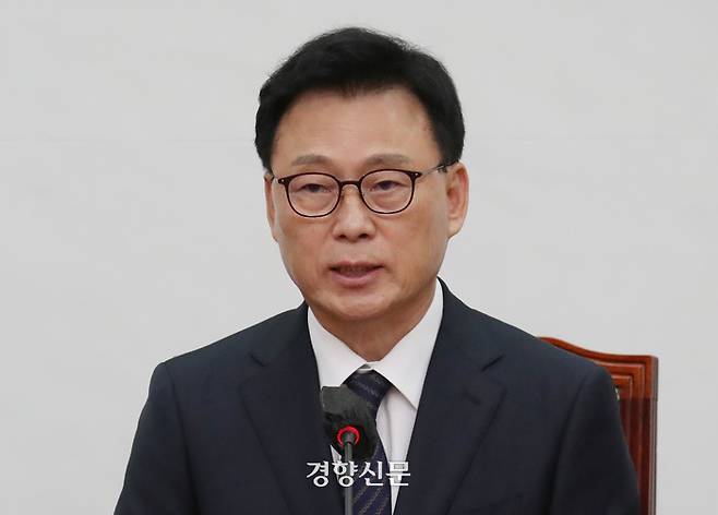 박광온 더불어민주당 원내대표가 12일 국회에서 열린 최고위원회의에서 발언하고 있다. 박민규 선임기자