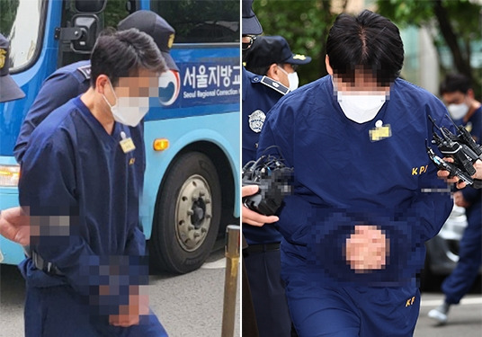 SG발 폭락 투자자 모집책 2명, 오늘 영장심사 - SG(소시에테제네랄)증권발 폭락 사태 관련 투자자 모집책으로 지목된 변모씨(왼쪽)와 안모씨가 12일 오전 서울 양천구 서울남부지방법원에서 구속 전 피의자 심문(영장실질심사)에 출석하고 있다. 2023.5.12 연합뉴스