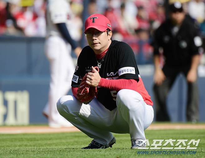 14일 잠실구장에서 열린 KIA 타이거즈와 두산 베어스 경기. 6회말 1사 2, 3루 실점 위기를 맞은 양현종이 아쉬워하고 있다. 잠실=정재근 기자 cjg@sportschosun.com/2023.5.14/