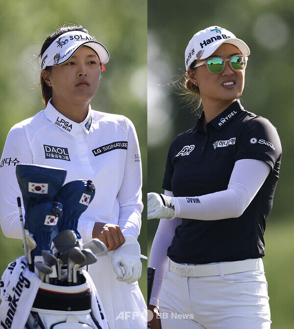 2023년 미국여자프로골프(LPGA) 투어 코그니전트 파운더스컵 우승을 차지한 고진영 프로와 연장전을 치른 이민지. 사진제공=ⓒAFPBBNews = News1