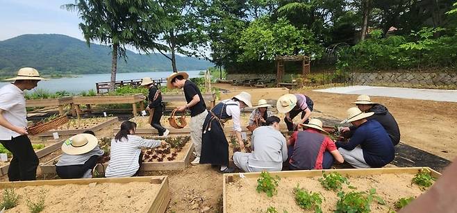 경남 소방관들의 치유농업 서비스. 경향신문 자료사진