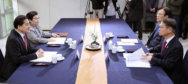 박대출 국민의힘 정책위의장이 31일 오전 서울 여의도 국회에서 열린 근로시간 제도 개편 관련 당정대 조찬간담회에서 발언하고 있다. /사진=뉴시스