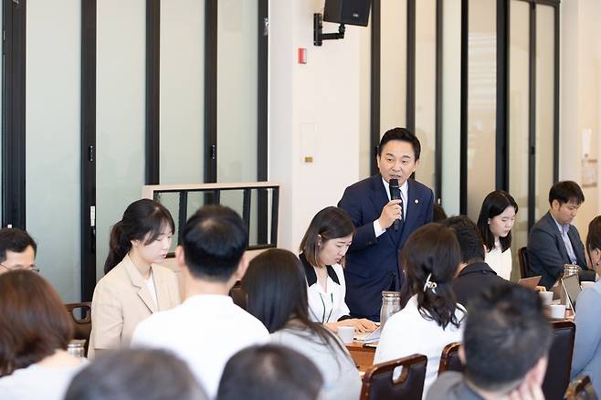 간담회하는 원희룡 국토부 장관 [국토교통부 제공]