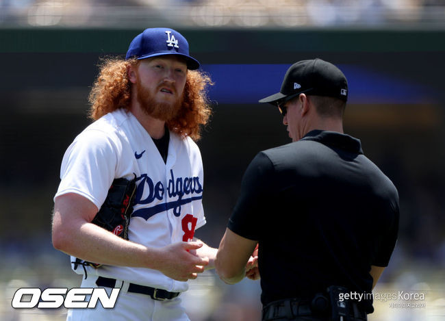 [사진] LA 다저스 ‘파이어볼러’ 더스틴 메이가 결국 부상자 명단(IL)에 올랐다. ⓒGettyimages(무단전재 및 재배포 금지)