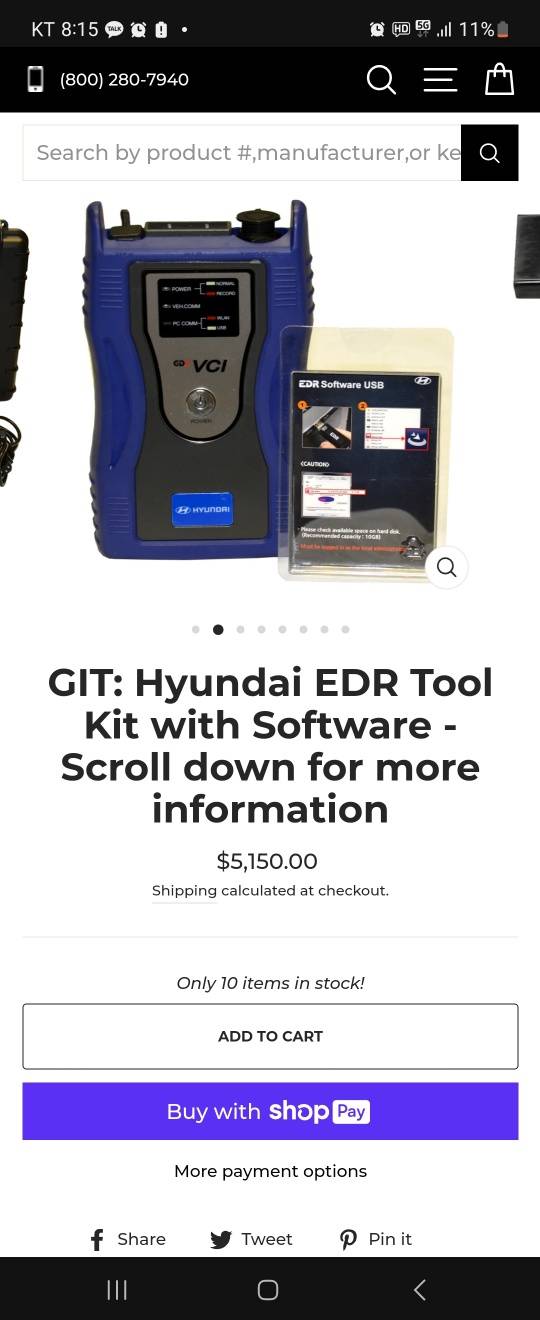 미국 시장에서 판매되고 있는 현대차 EDR분석기 〈사진=아마존〉