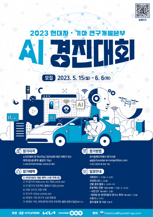 2023 현대차·기아 연구개발본부 AI 경진대회 포스터 (사진=현대자동차·기아)