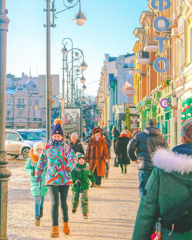 러시아 블라디보스톡의 거리 전경