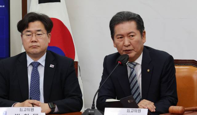 ▲ 더불어민주당 정청래 최고위원이 지난 15일 오전 서울 여의도 국회에서 열린 최고위원회의에서 발언하고 있다.