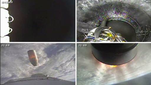 국내 독자 기술로 개발된 한국형 발사체 누리호(KSLV-Ⅱ)가 지난 25일 오후 전남 고흥군 나로우주센터에서 발사되고 있는 모습. 연합뉴스