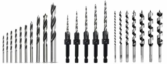 왼쪽부터 브래드 포인트 비크, 카운터 싱크 비트, 오거 비트. 각 제조사 제공. 사진 아마존