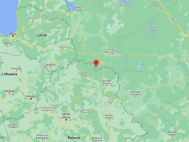 러시아 서부 프스코프주 리트비노보 지역 [구글맵 캡처. 재판매 및 DB 금지]