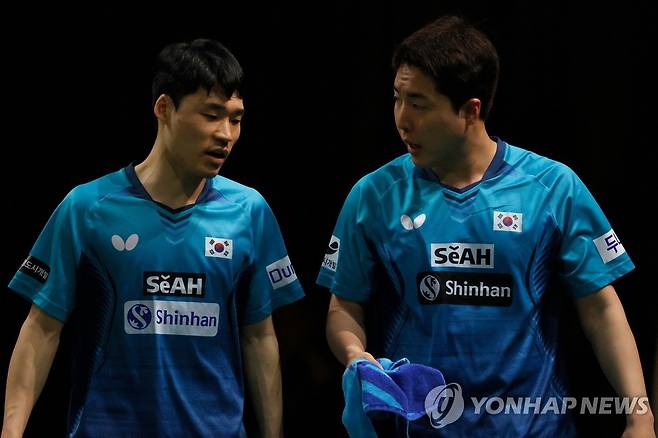 장우진과 임종훈 [AFP=연합뉴스]