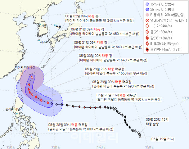 태풍 마와르 예상 진로 (사진=기상청)