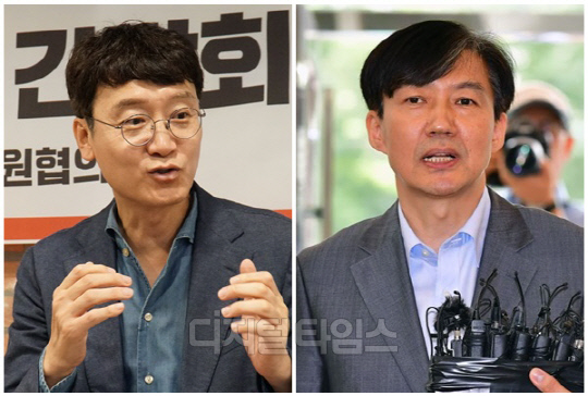 김웅(왼쪽) 국민의힘 의원과 조국 전 법무부 장관. <디지털타임스 DB, 연합뉴스>
